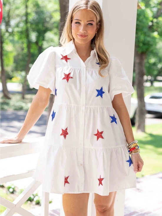 Peach Love California Dresses & Skirts - Avara Sequin Star White Dress